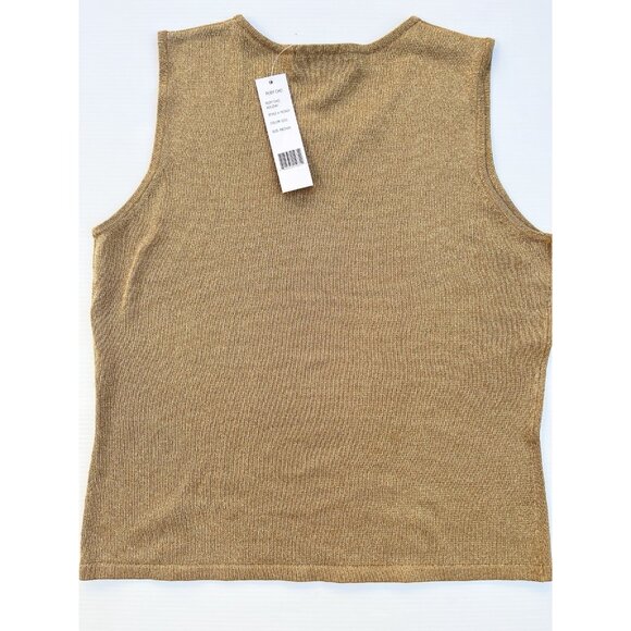 Ruby Cho Sleeveless Shimmer Gold Holiday Top RC4051 Size M Silk Blend NWT - Picture 5 of 13